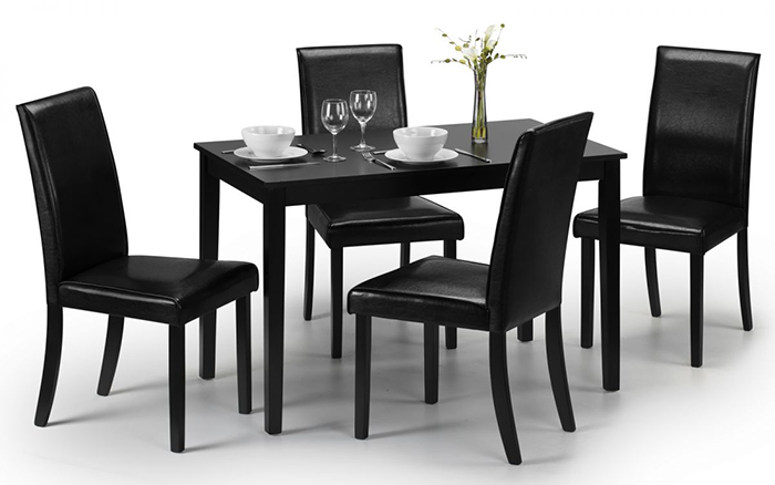 Hudson Black Dining Set (4 Chairs)