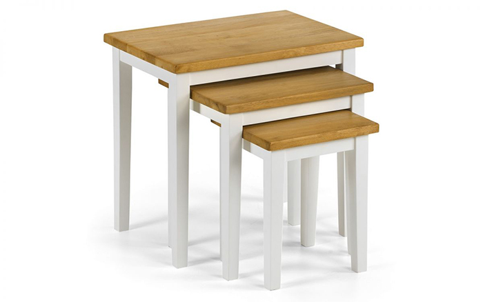 Cleo Nest of Tables In Two Tone White/Oak Finish