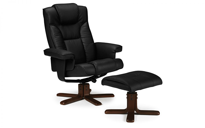 Malmo Recliner & Footstool Black