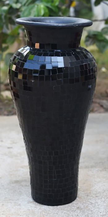 Small PR Black Terracotta & Glass Vase