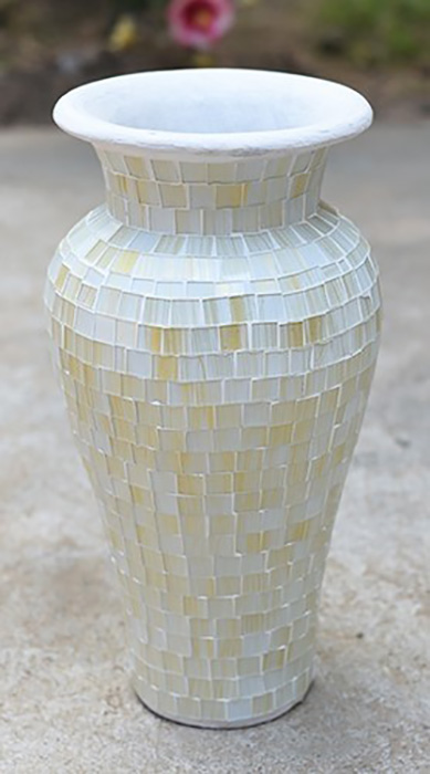 Small PR White Terracotta & Glass Vase