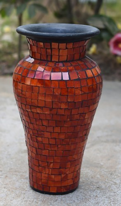Medium PR Orange Terracotta & Glass Vase