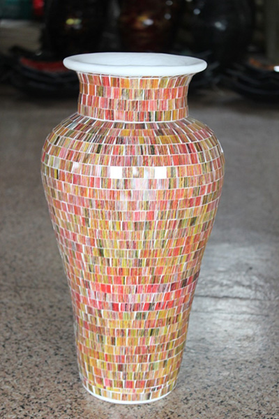 Terracotta & Glass Vase Large - Click Image to Close