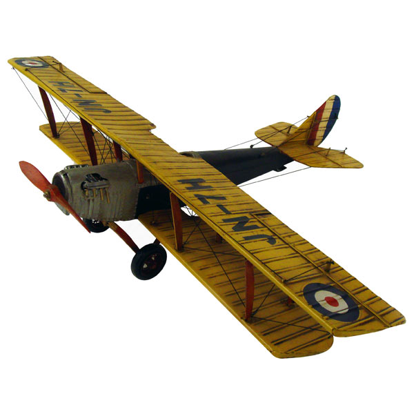 Repro Tin Plate Yellow Curtis Jenny Plane - Click Image to Close