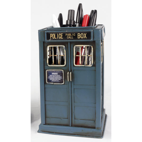 Police Box Tin Plate Pen Holder - Click Image to Close