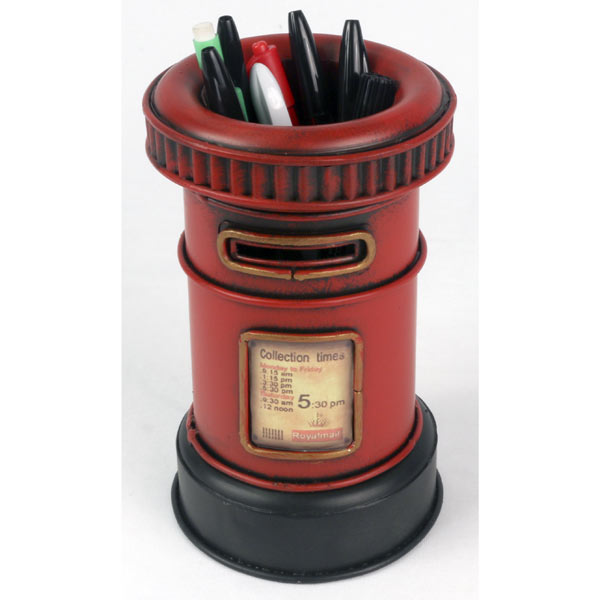 Tin Plate Post Box Pen Holder