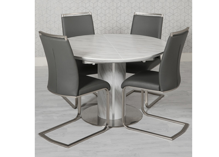 Allure Metal And Marble Round Extending Dining Table 1200–1600