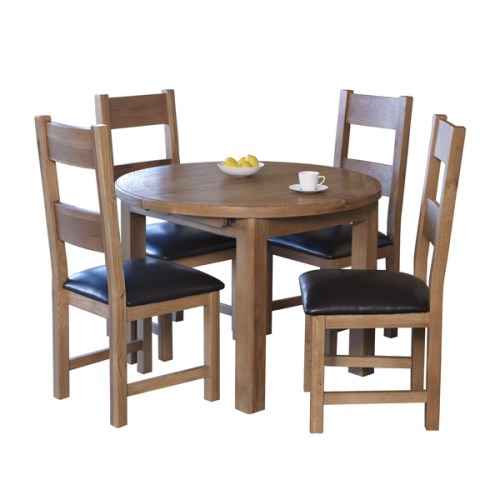 Hampshire Range Solid Oak Small Ext Round Table 1070-1450mm - Click Image to Close
