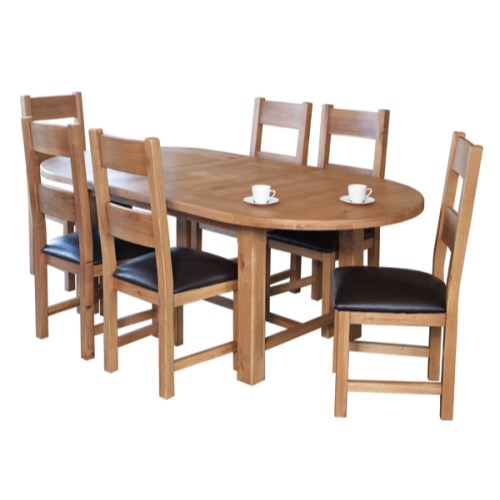 Hampshire Solid Oak Oval Extending Table 1800-2200mm - Click Image to Close