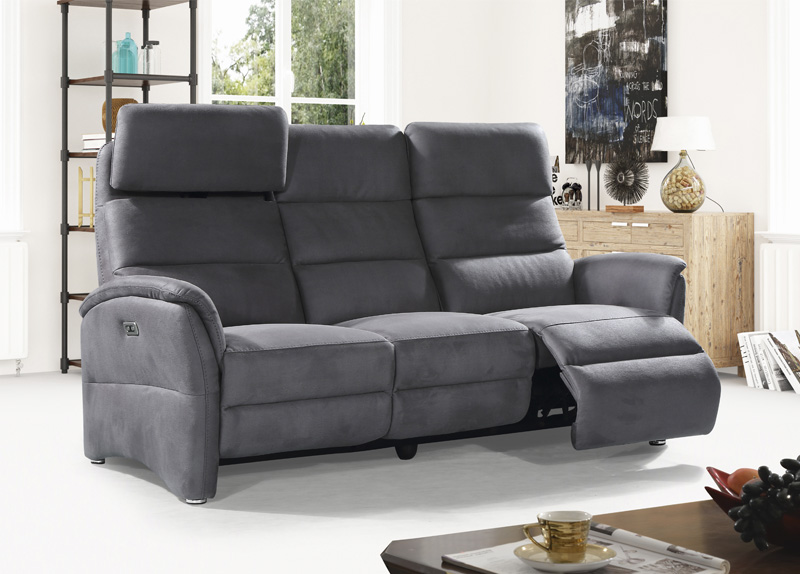 Oslo 3 Seater Sofa In Grey Fabric - Click Image to Close
