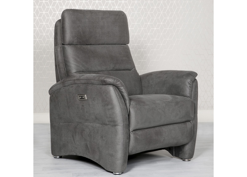 Oslo Electric Recliner In Grey Fabric - Click Image to Close