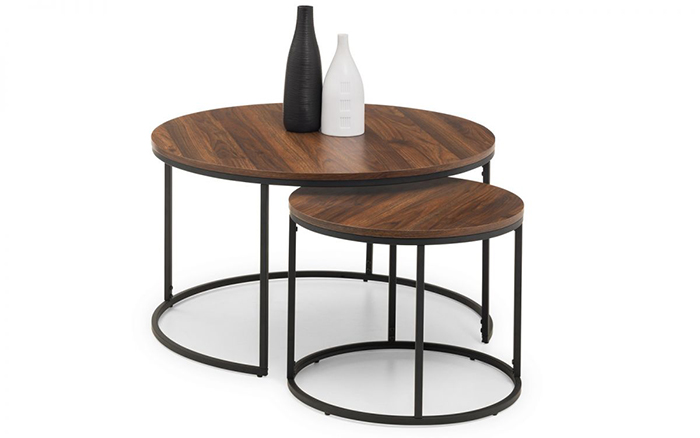 Bellini Round Nesting Coffee Table Walnut - Click Image to Close