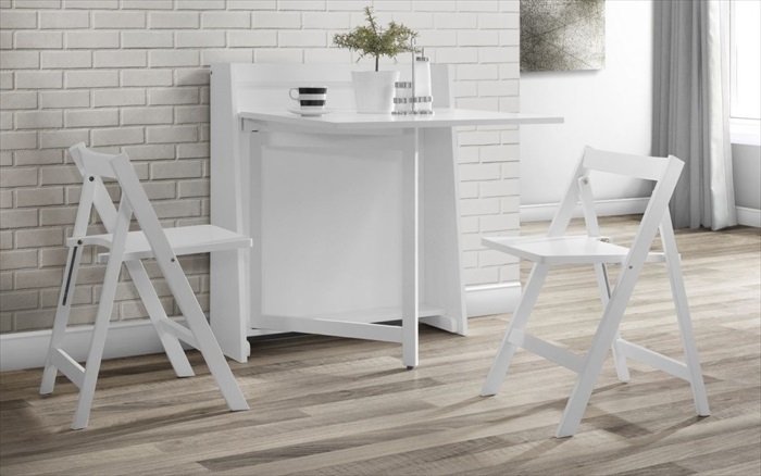 Helsinki White Dining Set (2 Folding Chairs) - Click Image to Close