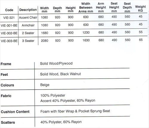 Vienna Range of Chairs & Settees From