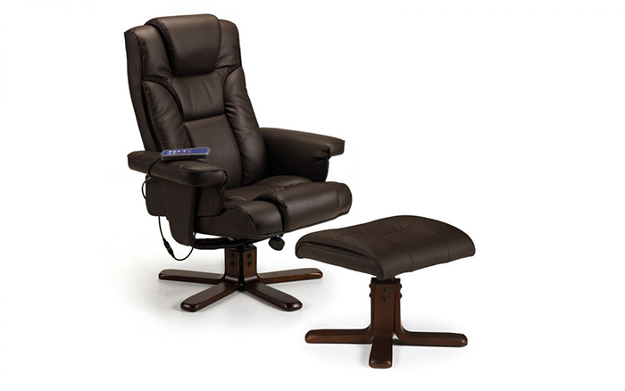 Malmo Massage Recliner & Stool Brown