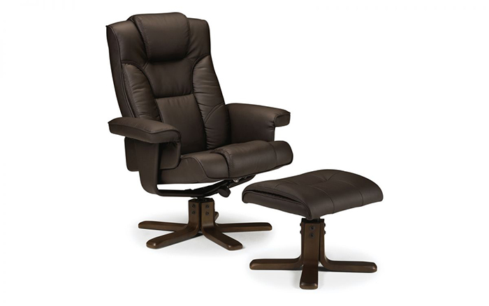 Malmo Recliner & Footstool Brown
