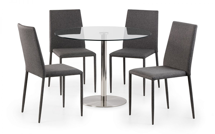 Milan & Jazz Grey Dining Set (4 Chairs)
