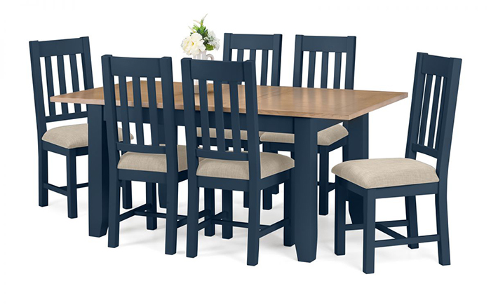 Richmond Dining Set Midnight Blue (4 Chairs) - Click Image to Close
