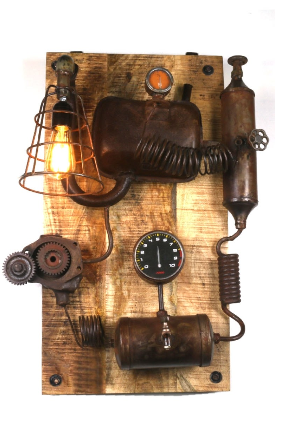 Steampunk Parts Wall Lamp Feature - Click Image to Close