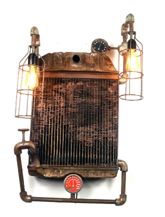 Steampunk Radiator Wall Light - Click Image to Close