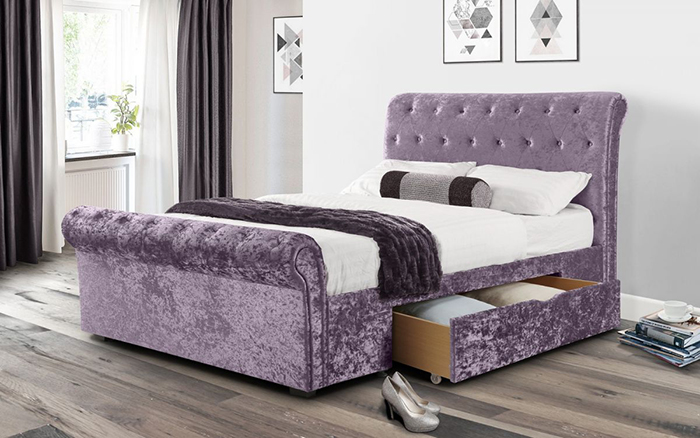 Verona 2 Drawer Storage Bed Lilac King - Click Image to Close